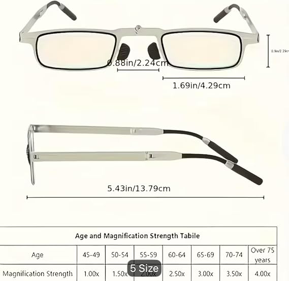 Portable Foldable Anti-Blue Light Reading Glasses for Men & Women-نظارات قراءة قابلة للطي ومضادة للضوء الأزرق للرجال والنساء