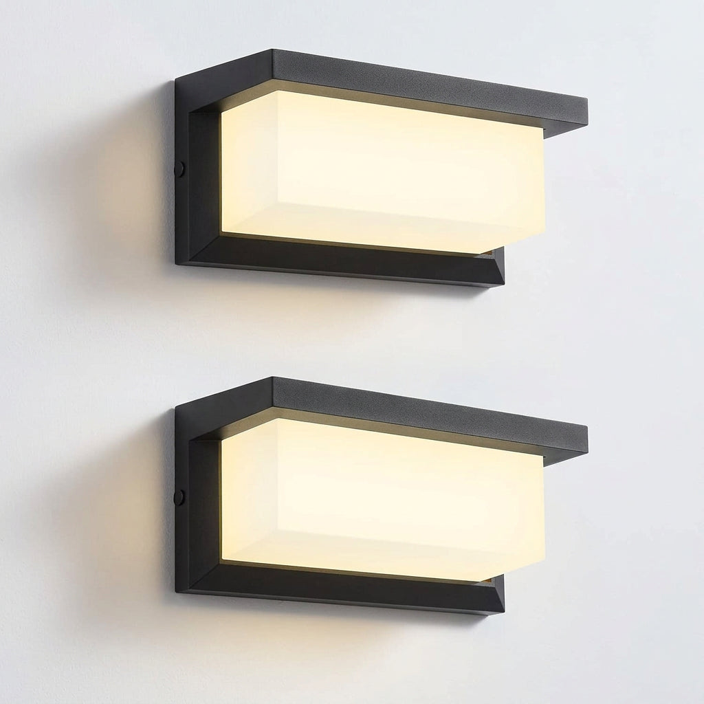 مصباح حائط LED خارجي مقاوم للماء (معيار IP65)، الأبعاد: 23.5 × 11.5 سم، قطعتان.