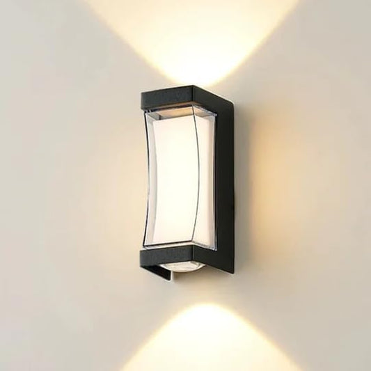 مصباح حائط LED خارجي بإضاءة للأعلى والأسفل، باللون الأسود
