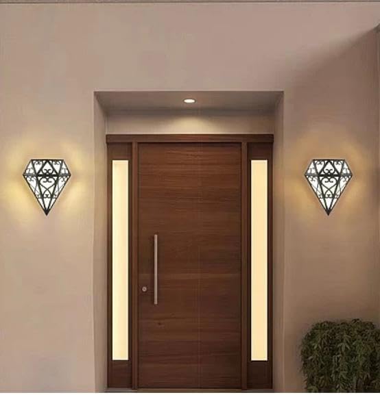 Modern Diamond Wall Light Sconce, Warm White LED, Indoor/Outdoor Decorative Lighting-مصباح حائط عصري بتصميم ماسي، إضاءة LED بلون أبيض دافئ، إضاءة ديكورية للاستخدام الداخلي والخارجي
