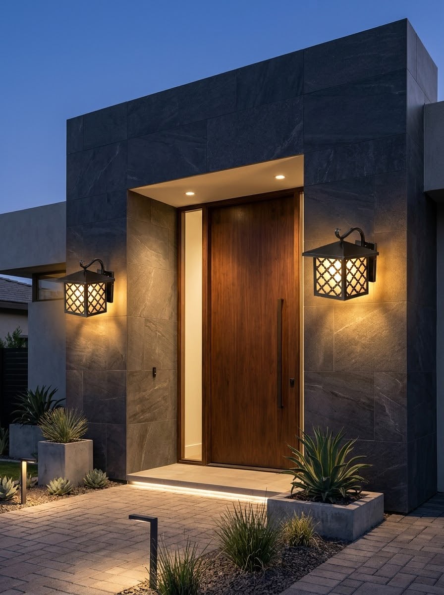 Classic Black Wall Lantern with Decorative Lattice
