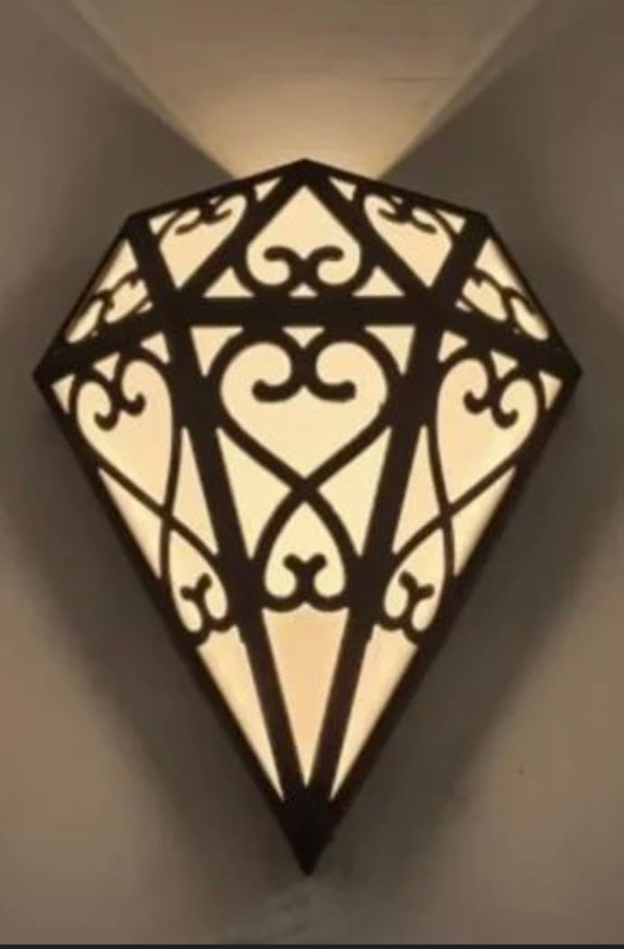 Modern Diamond Wall Light Sconce, Warm White LED, Indoor/Outdoor Decorative Lighting-مصباح حائط عصري بتصميم ماسي، إضاءة LED بلون أبيض دافئ، إضاءة ديكورية للاستخدام الداخلي والخارجي