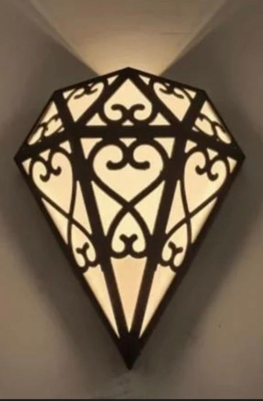 Modern Diamond Wall Light Sconce, Warm White LED, Indoor/Outdoor Decorative Lighting-مصباح حائط عصري بتصميم ماسي، إضاءة LED بلون أبيض دافئ، إضاءة ديكورية للاستخدام الداخلي والخارجي