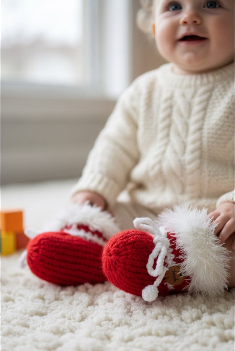 Knitted Christmas Baby Booties