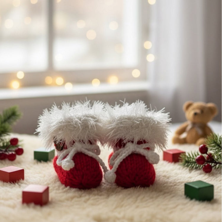 Knitted Christmas Baby Booties