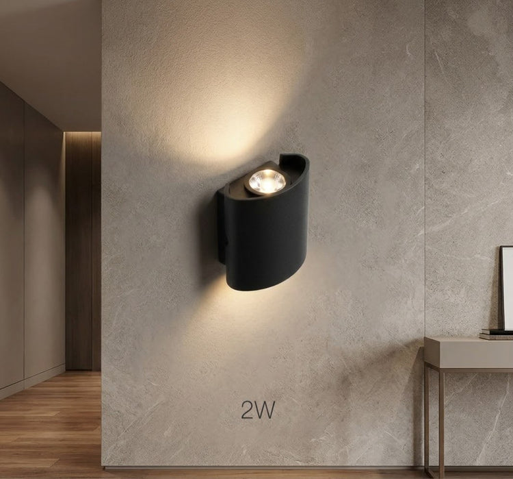 Black LED Wall Sconce 2W, Up and Down Light