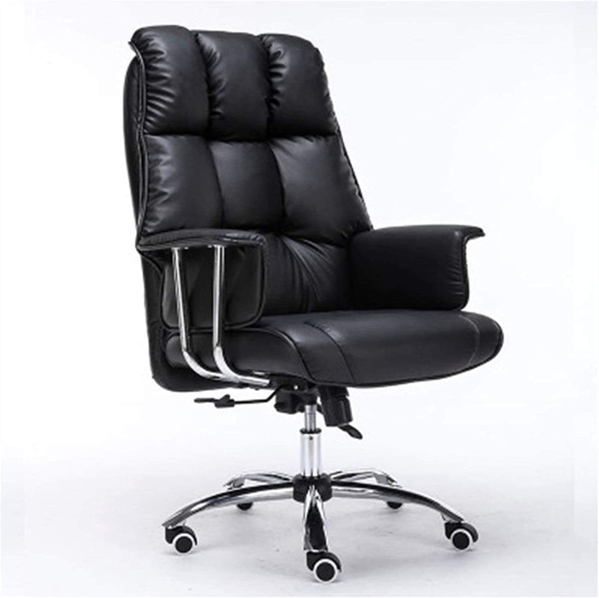 Classic Executive Chair Black PU Leather,  4D Armrests, 140 kg Weight Capacity for Adults - Black-كرسي مكتب تنفيذي كلاسيكي من جلد البولي يوريثان الأسود، مزود بمساند ذراعين رباعية الأبعاد (4D)، ويتحمل وزناً يصل إلى 140 كجم - أسود