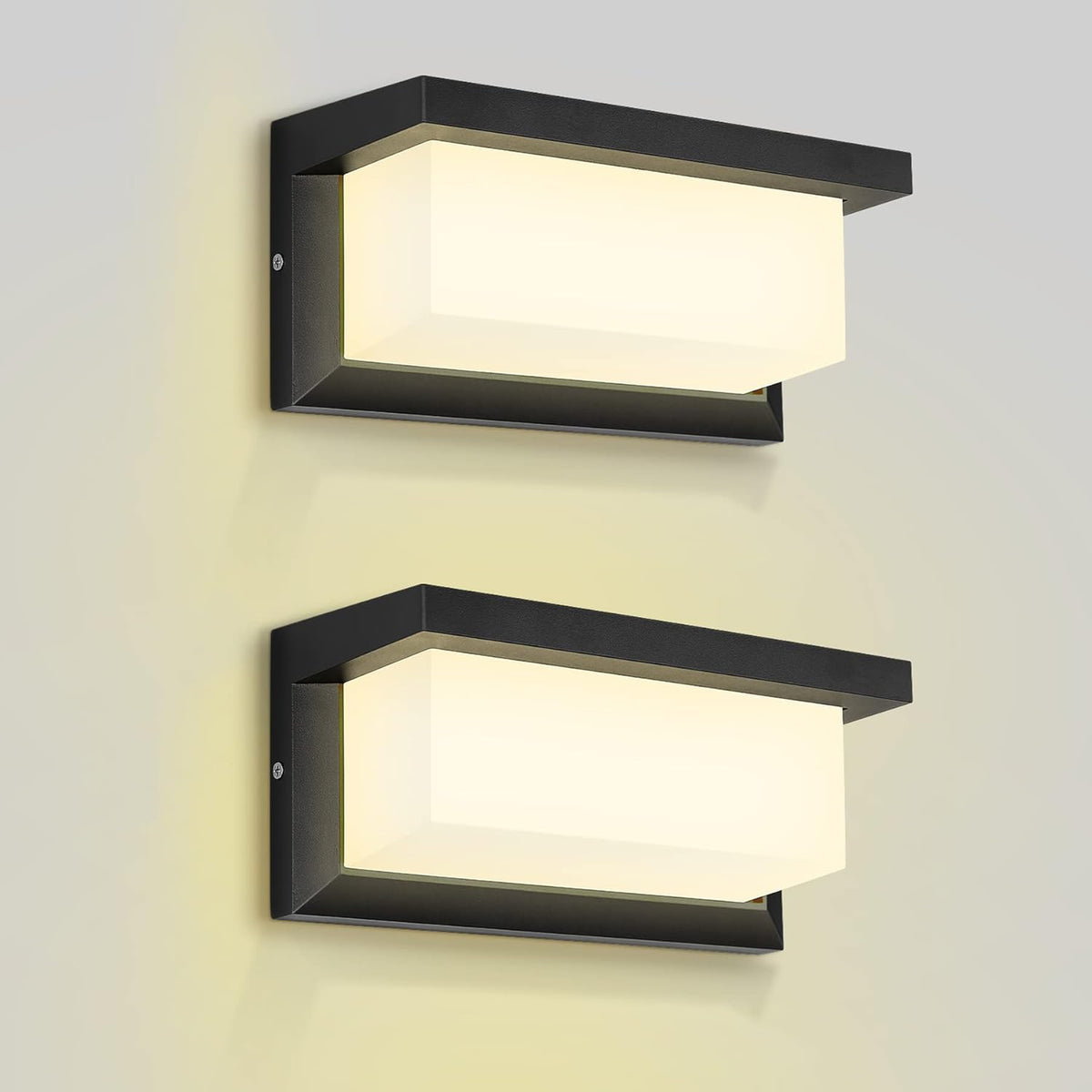 Outdoor LED Wall Light IP65 Waterproof, Size: 23.5 x 11.5cm, 2 two pieces & material: plastic-مصباح حائط LED خارجي مقاوم للماء (معيار IP65) ، الأبعاد: 23.5 × 11.5 سم، قطعتان، المادة: بلاستيك.
