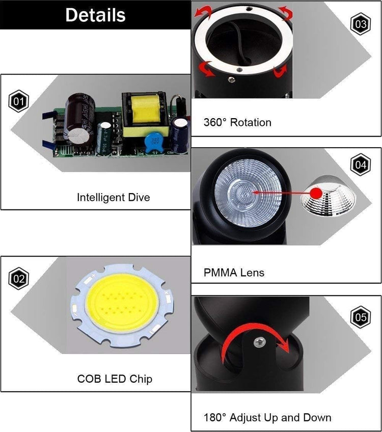 Modern Black Surface Mount Ceiling Spotlight