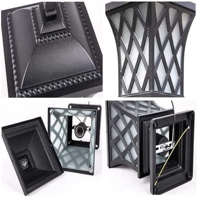 Outdoor Traditional Garden Post Light, LED Light, Black Grid Design, Suitable for Pathway and Patio, Material: Aluminum-ضوء عمود حديقة تقليدي خارجي، ضوء LED، تصميم شبكي أسود، مناسب للممرات والفناء، المادة: ألمنيوم