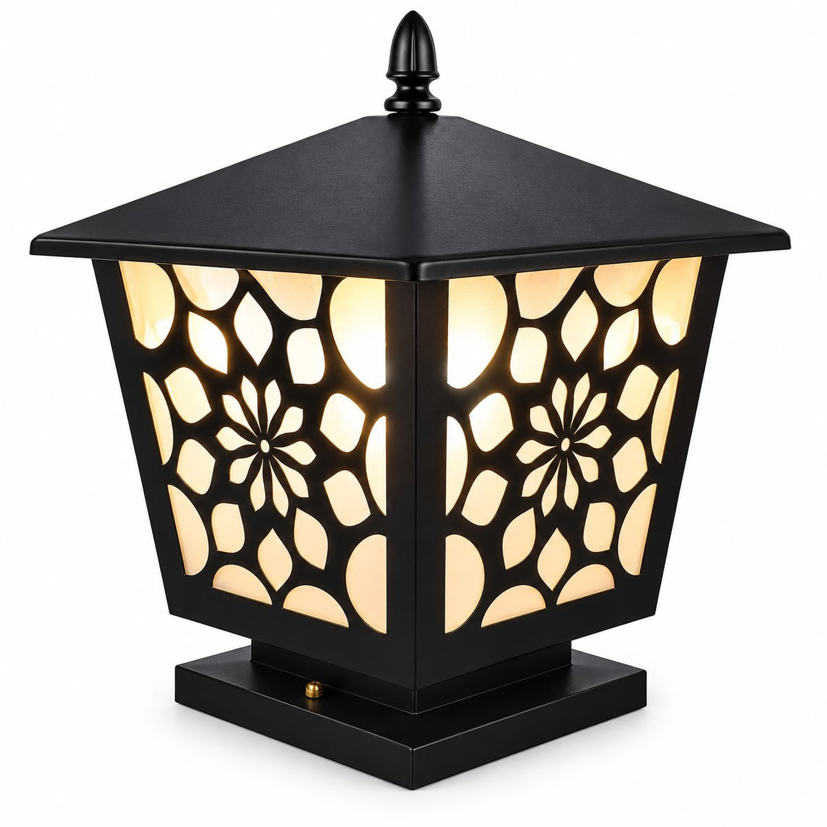 Ornate Floral Filigree Outdoor Pillar Light