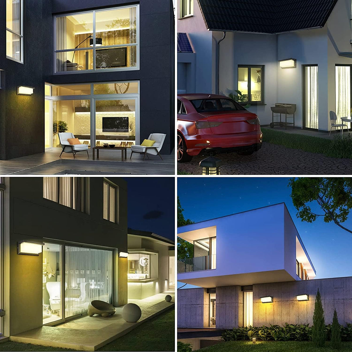 Outdoor LED Wall Light IP65 Waterproof, Size: 23.5 x 11.5cm, 2 two pieces & material: plastic-مصباح حائط LED خارجي مقاوم للماء (معيار IP65) ، الأبعاد: 23.5 × 11.5 سم، قطعتان، المادة: بلاستيك.