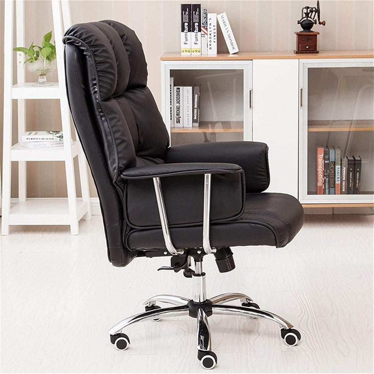 Classic Executive Chair Black PU Leather,  4D Armrests, 140 kg Weight Capacity for Adults - Black-كرسي مكتب تنفيذي كلاسيكي من جلد البولي يوريثان الأسود، مزود بمساند ذراعين رباعية الأبعاد (4D)، ويتحمل وزناً يصل إلى 140 كجم - أسود