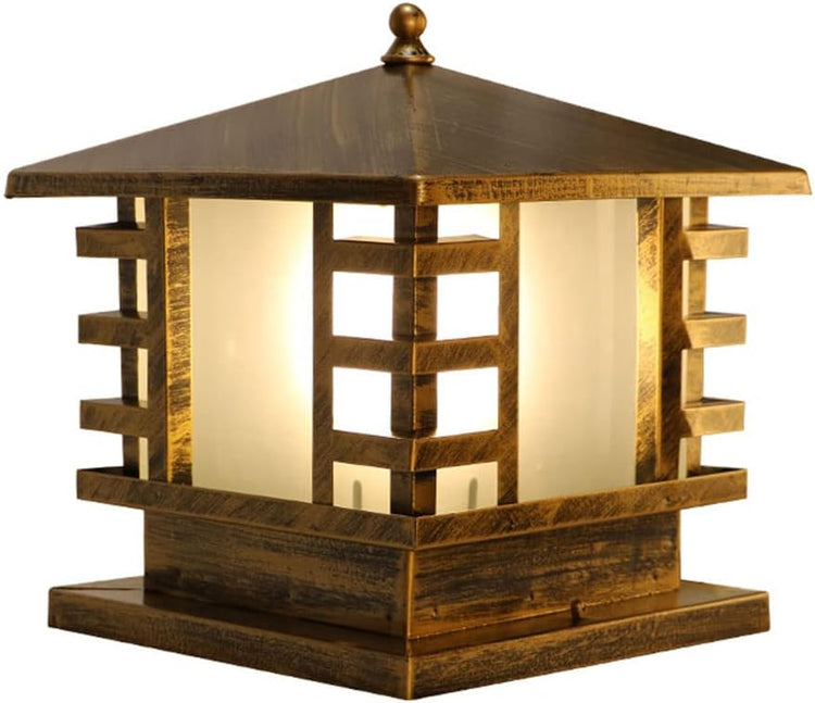Gold Pagoda-Style Pillar Lantern – 30 × 30 cm