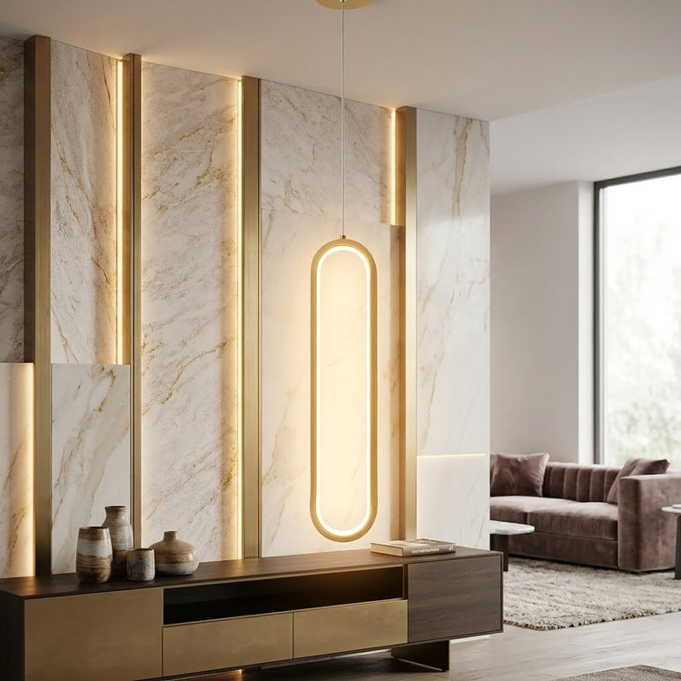 Modern Gold Oval Pendant Light