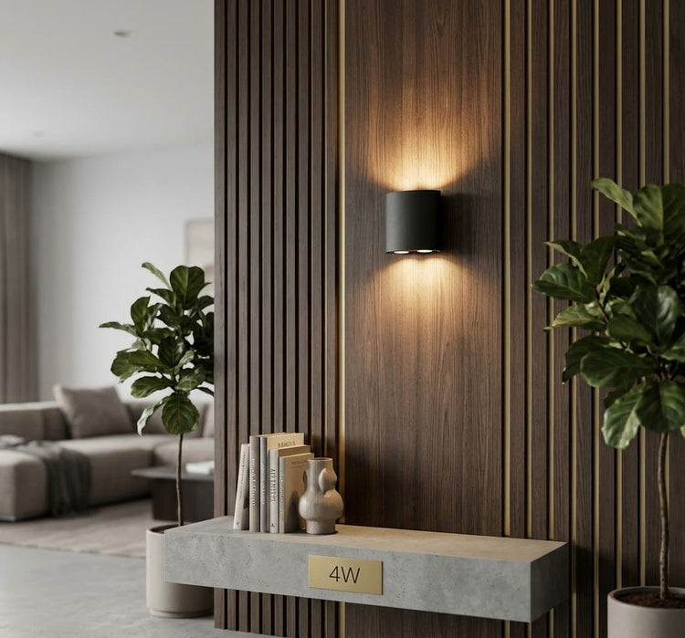 Modern Black Up & Down Wall Light – 4W