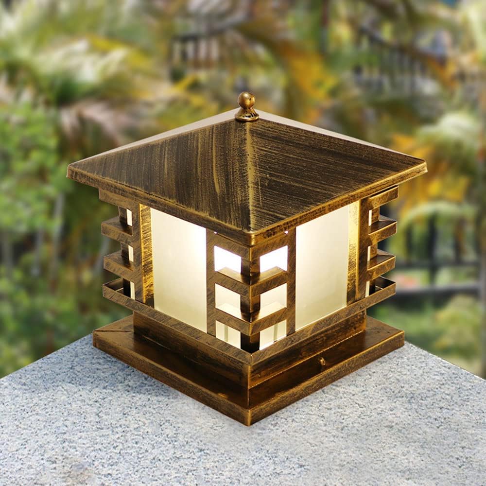Gold Pagoda-Style Pillar Lantern – 40 × 40 cm