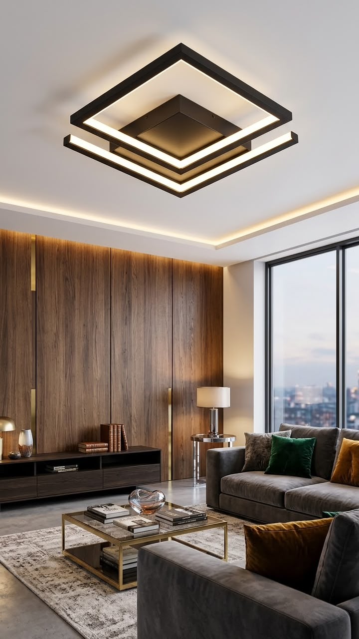 Modern Luxury Double Square Pendant Design